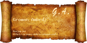 Gromen Ambró névjegykártya